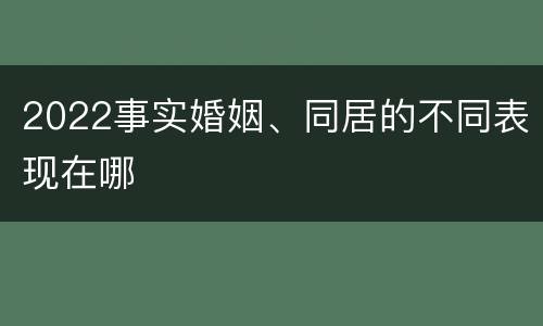 2022事实婚姻、同居的不同表现在哪
