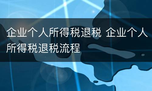 企业个人所得税退税 企业个人所得税退税流程