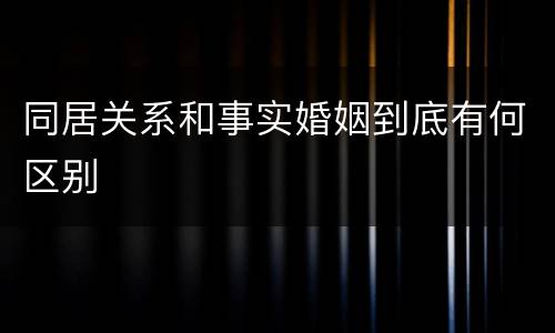 同居关系和事实婚姻到底有何区别