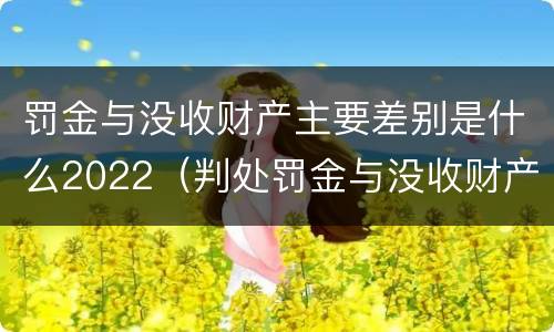 罚金与没收财产主要差别是什么2022（判处罚金与没收财产可以并罚吗）