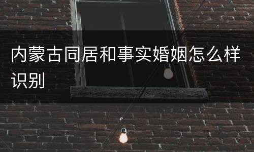 内蒙古同居和事实婚姻怎么样识别