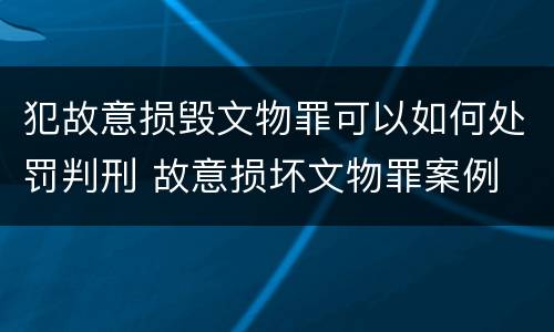犯故意损毁文物罪可以如何处罚判刑 故意损坏文物罪案例