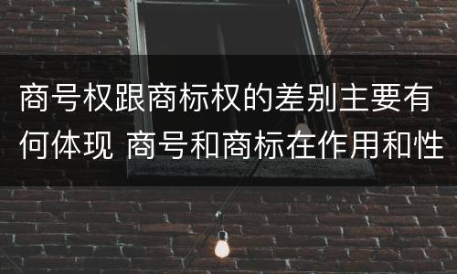 商号权跟商标权的差别主要有何体现 商号和商标在作用和性质上的区别
