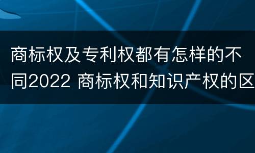 商标权及专利权都有怎样的不同2022 商标权和知识产权的区别