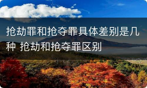 抢劫罪和抢夺罪具体差别是几种 抢劫和抢夺罪区别