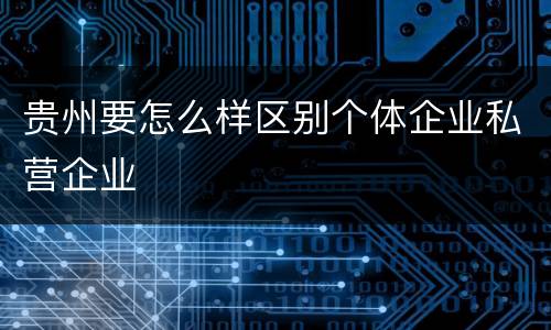 贵州要怎么样区别个体企业私营企业
