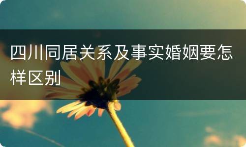 四川同居关系及事实婚姻要怎样区别