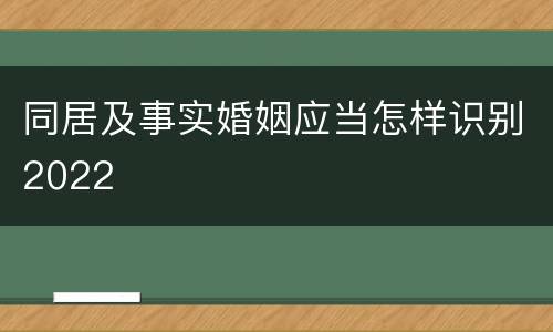同居及事实婚姻应当怎样识别2022