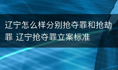 辽宁怎么样分别抢夺罪和抢劫罪 辽宁抢夺罪立案标准