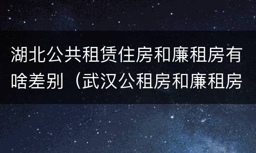 湖北公共租赁住房和廉租房有啥差别（武汉公租房和廉租房）