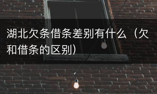 湖北欠条借条差别有什么（欠和借条的区别）