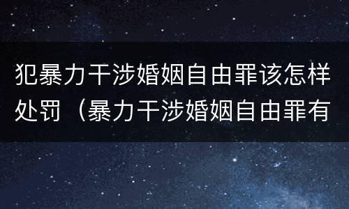犯暴力干涉婚姻自由罪该怎样处罚（暴力干涉婚姻自由罪有结果加重犯吗）