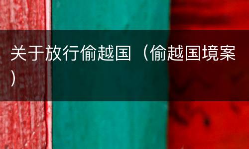 关于放行偷越国（偷越国境案）