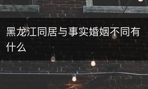 黑龙江同居与事实婚姻不同有什么