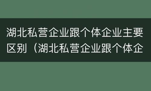 湖北私营企业跟个体企业主要区别（湖北私营企业跟个体企业主要区别是什么）