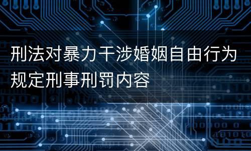 刑法对暴力干涉婚姻自由行为规定刑事刑罚内容