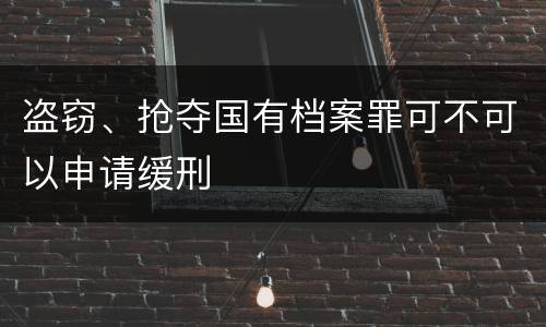 盗窃、抢夺国有档案罪可不可以申请缓刑