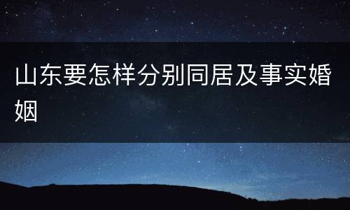 山东要怎样分别同居及事实婚姻