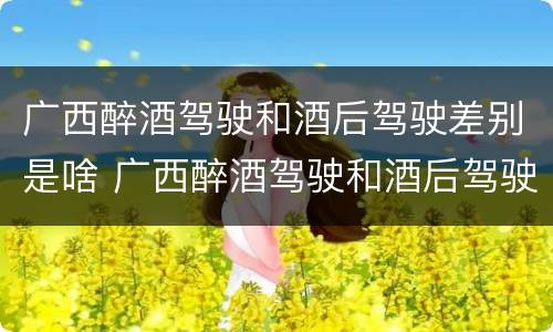广西醉酒驾驶和酒后驾驶差别是啥 广西醉酒驾驶和酒后驾驶差别是啥呢