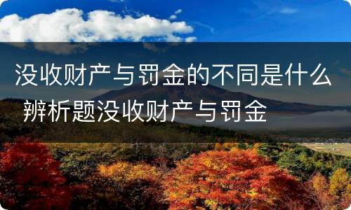 没收财产与罚金的不同是什么 辨析题没收财产与罚金