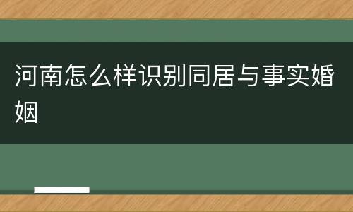 河南怎么样识别同居与事实婚姻