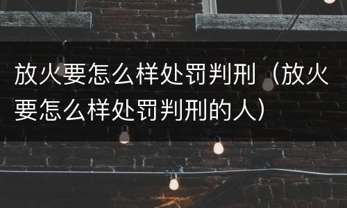 放火要怎么样处罚判刑（放火要怎么样处罚判刑的人）