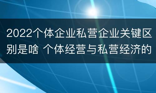 2022个体企业私营企业关键区别是啥 个体经营与私营经济的定义