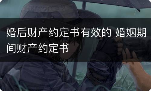 婚后财产约定书有效的 婚姻期间财产约定书
