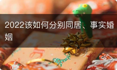 2022该如何分别同居、事实婚姻