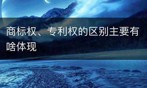 商标权、专利权的区别主要有啥体现