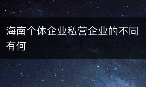 海南个体企业私营企业的不同有何