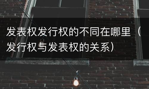 发表权发行权的不同在哪里（发行权与发表权的关系）