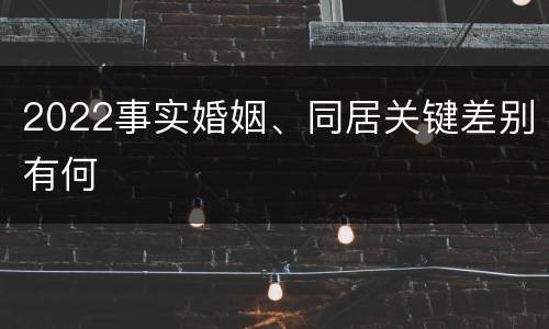 2022事实婚姻、同居关键差别有何