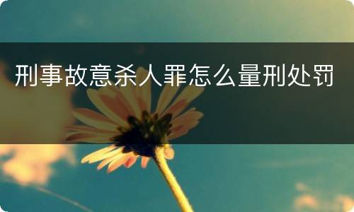 刑事故意杀人罪怎么量刑处罚