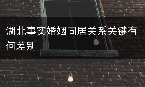 湖北事实婚姻同居关系关键有何差别