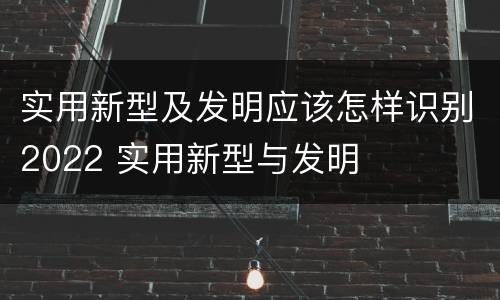 实用新型及发明应该怎样识别2022 实用新型与发明