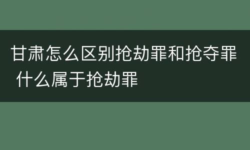 甘肃怎么区别抢劫罪和抢夺罪 什么属于抢劫罪