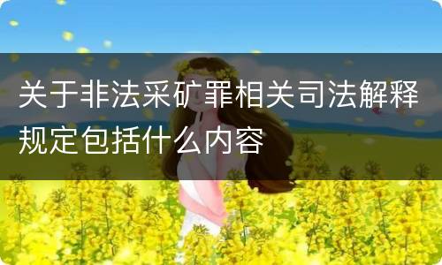 关于非法采矿罪相关司法解释规定包括什么内容