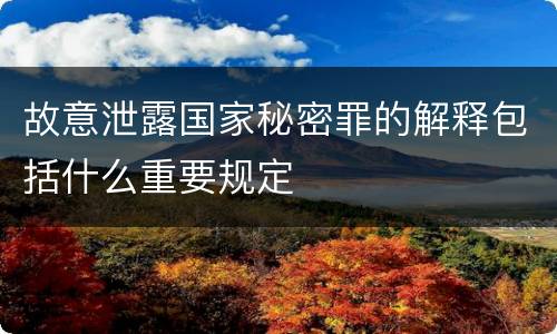 故意泄露国家秘密罪的解释包括什么重要规定