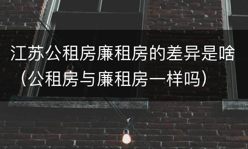 江苏公租房廉租房的差异是啥（公租房与廉租房一样吗）