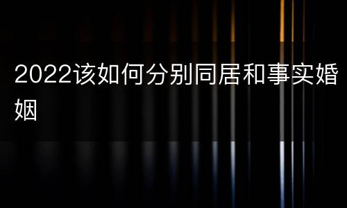 2022该如何分别同居和事实婚姻