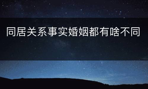 同居关系事实婚姻都有啥不同