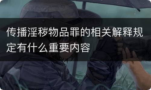 传播淫秽物品罪的相关解释规定有什么重要内容