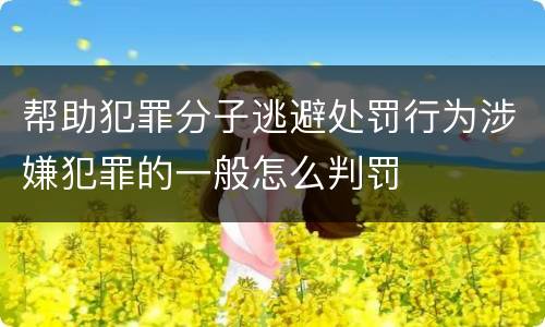 帮助犯罪分子逃避处罚行为涉嫌犯罪的一般怎么判罚