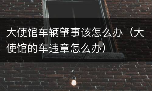 大使馆车辆肇事该怎么办（大使馆的车违章怎么办）