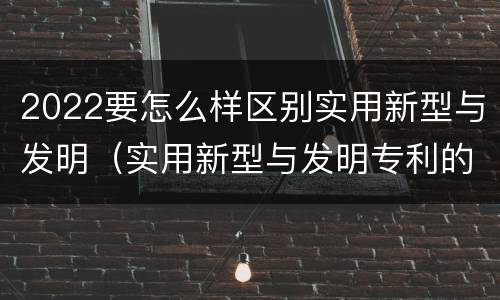 2022要怎么样区别实用新型与发明（实用新型与发明专利的区别有哪些）