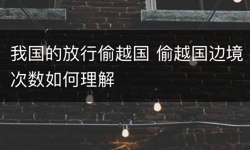 我国的放行偷越国 偷越国边境次数如何理解