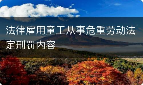 法律雇用童工从事危重劳动法定刑罚内容