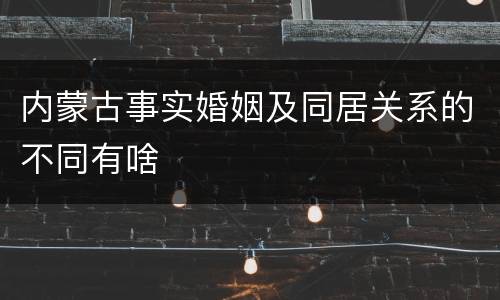 内蒙古事实婚姻及同居关系的不同有啥