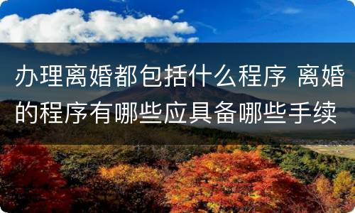 办理离婚都包括什么程序 离婚的程序有哪些应具备哪些手续?